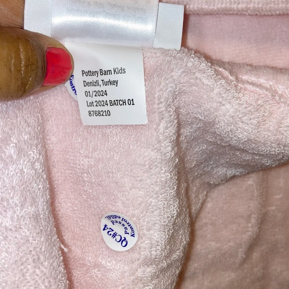 POTTERY BARN KIDS Soft Pink Bunny Rabbit Hooded Towel Poncho 2T 4T